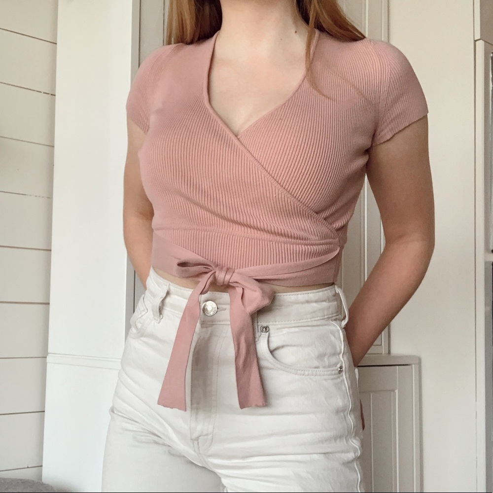 Aritzia little moon prunella knit wrap tie top - Picture 1 of 5